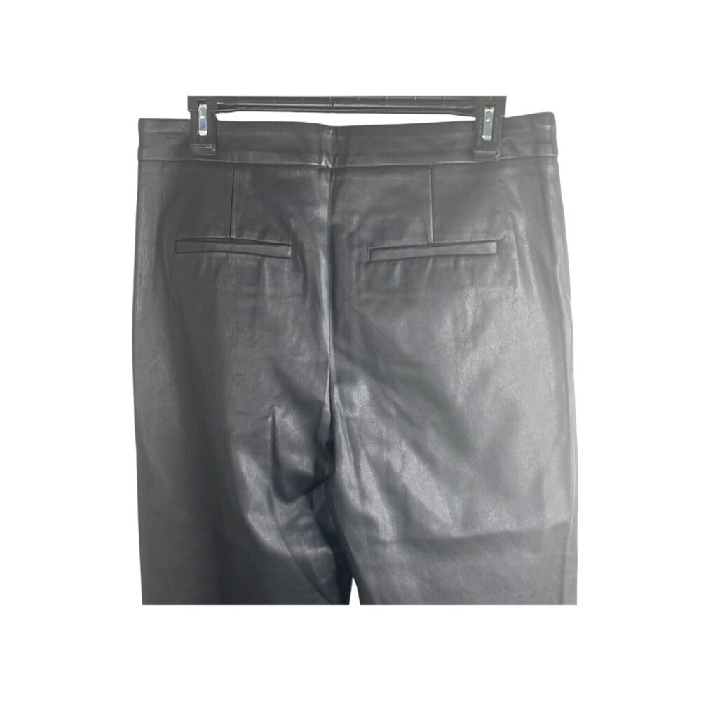 Banana Republic Womens Black Vegan Leather Tapered Leg Ankle Pants Pleated 8 - Picture 6 of 15